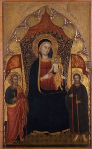 Madonna en Kind op de troon met de Apostel Jacobus de Oudere en St. Ranieri, c.1410-20